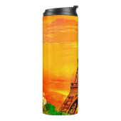 realistische farbige Ölmalerei auf dem Eiffelturm Thermosbecher (Nach links gedreht)