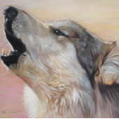 realistische Gemälde eines grauen Wolfs, der heult Puzzle