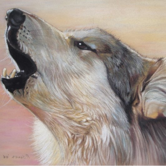 realistische Gemälde eines grauen Wolfs, der heult Puzzle