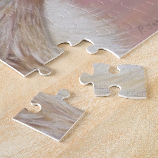 realistische Gemälde eines grauen Wolfs, der heult Puzzle (Seite)