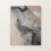 realistische Gemälde eines grauen Wolfs, der heult Puzzle (Vertikal)