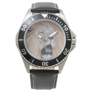 Realistische Gemälde von großen Katzenbrüller Armbanduhr