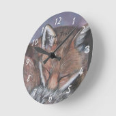 Realistische Gemälde von schlafendem Rotfuchs Runde Wanduhr (Winkel)