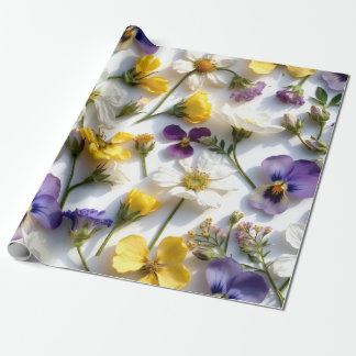 Realistische gepresste Blumen-Frühlingsgeschenkver Geschenkpapier