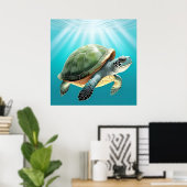 Realistische Grünschildkröte Poster (Heimbüro)