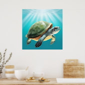 Realistische Grünschildkröte Poster (Küche)
