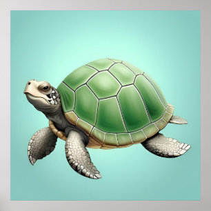Realistische Grünschildkröte Poster