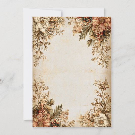 Realistische Holly-Zweigniederlassung auf Cream | Einladung (Vorderseite)