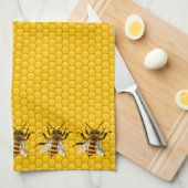 Realistische Honigbienen auf Honeycomb Geschirrtuch (Viertel Falte)