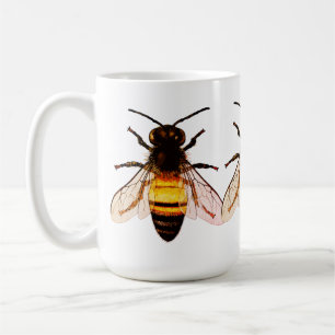 Realistische Honigbienen-Kunstillustration Kaffeetasse