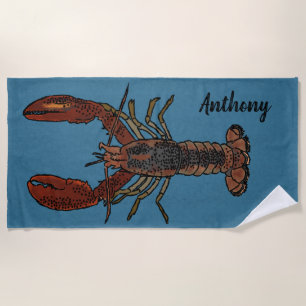 Realistische Hummer-Illustrationen Personalisiert Strandtuch