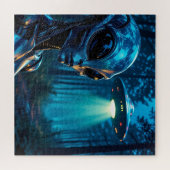 Realistische Hyper-Alien und UFO im Wald Puzzle (Horizontal)