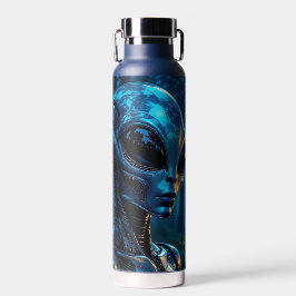 Realistische Hyper-Alien und UFO im Wald Trinkflasche