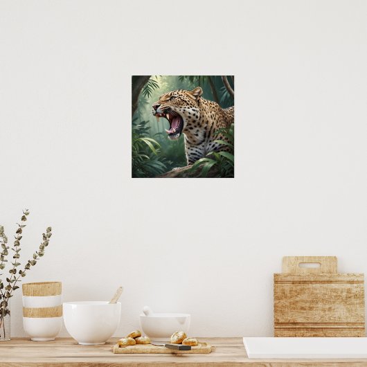 Realistische Illustration über das Roaring Leopard Poster (Küche)
