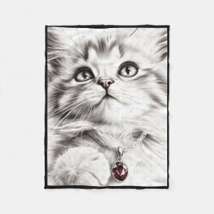Realistische Katzen-Bleistift-Zeichnung Aufkleber1 Fleecedecke