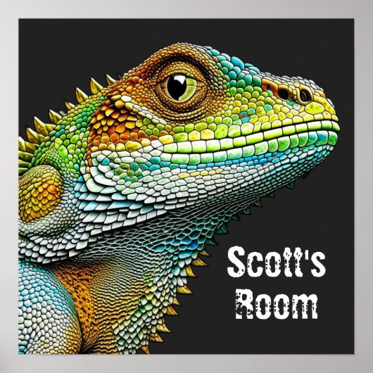 Realistische Lizard Iguana Personalisiert Poster (Vorne)