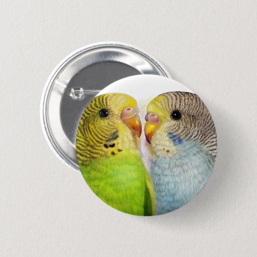 Realistische Malerei der Budgerigars Button (Vorne & Hinten)