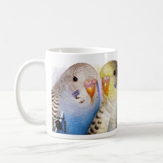 Realistische Malerei der Budgerigars Kaffeetasse (Links)