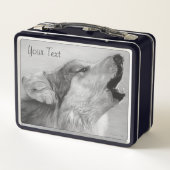 Realistische Malerei des grauen Wolfs, der wild le Metall Brotdose (Rückseite)