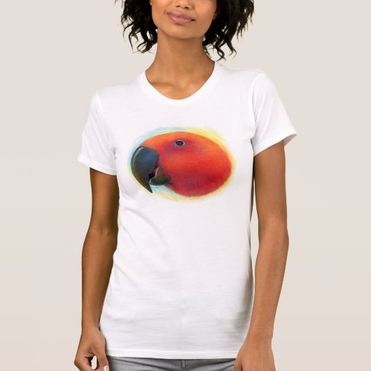 Realistische Malerei Eclectus Papageien T-Shirt (Vorderseite)