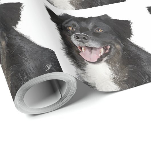 Realistische Malerei eines schönen Hundes Geschenkpapier (Rolleneckpunkt)