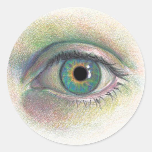 Realistische menschliche Augen Kunst in Regenbogen Runder Aufkleber (Vorderseite)