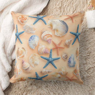 Realistische Muschel Seestern Pfirsichsand Strand Kissen