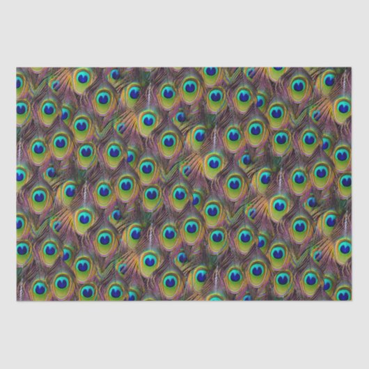 Realistische Peacock Feathers Bohemisch Seidenpapier (Vorderseite)