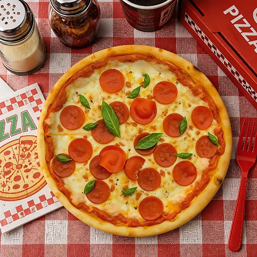 Realistische Pepperoni-Pizza Pappteller