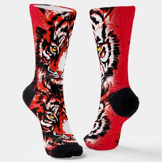 Realistische Red Tiger Head Socks - Tiger Socks Socken (Gewinkelt)