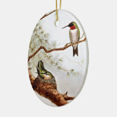 Realistische Rubin-Throated Kolibri-Kunst Keramikornament (Links)