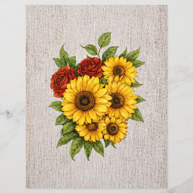 Realistische rustikale Blumen Decoupage & Scrapboo (Vorderseite)