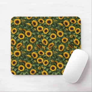 Realistische Sonnenblumen-Botanik-Kunst Mousepad