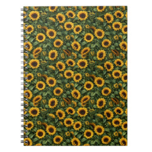 Realistische Sonnenblumen-Botanik-Kunst Notizblock