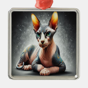 Realistische Sphynx-Katze, Sphynx-Haarlose-Katze L Ornament Aus Metall