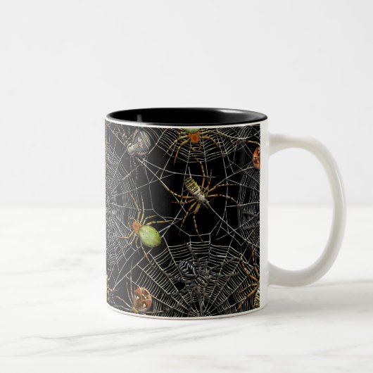 Realistische Spiders Webmuster Zweifarbige Tasse (Rechts)