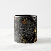 Realistische Spiders Webmuster Zweifarbige Tasse (Mittel)