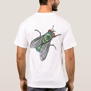 Realistische Stubenfliege auf grüner Flasche T-Shirt