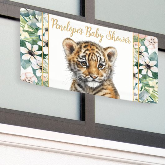 Realistische Tiger Cub Gender Neutral Baby Dusche Banner (Äußeres Gebäude)