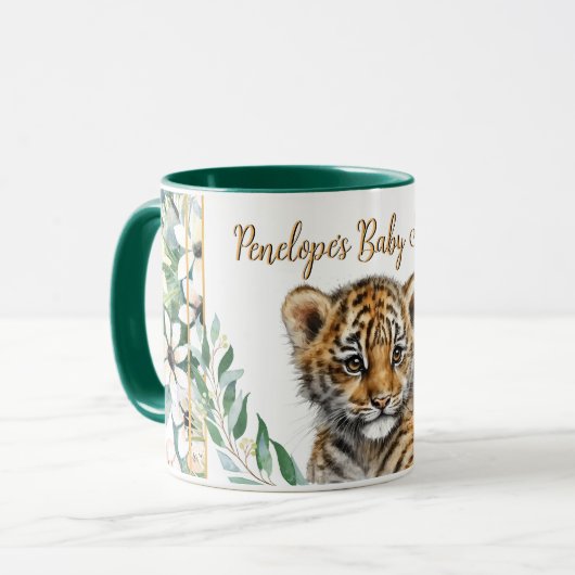 Realistische Tiger Cub Gender Neutral Baby Dusche Tasse (Vorderseite Links)
