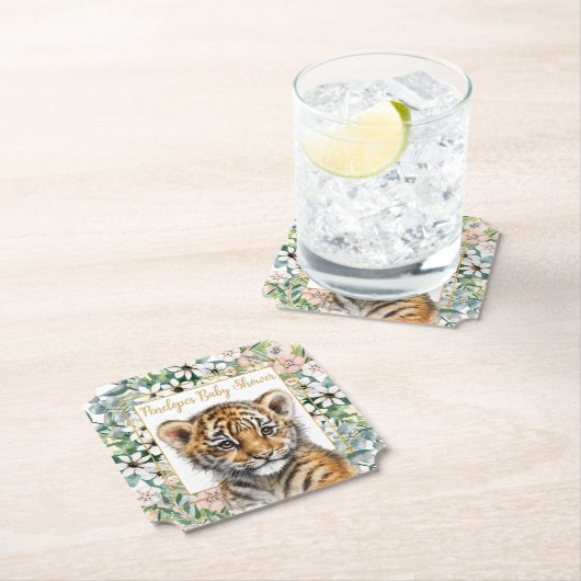 Realistische Tiger Cub Gender Neutral Baby Dusche Untersetzer (Vor Ort)