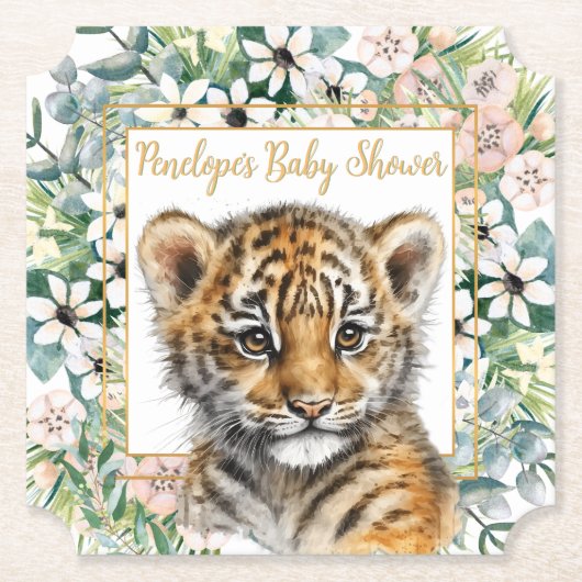 Realistische Tiger Cub Gender Neutral Baby Dusche Untersetzer (Vorderseite)