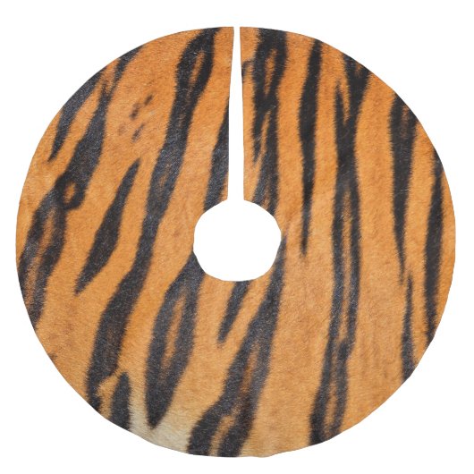 Realistische Tigerhautstruktur. Polyester Weihnachtsbaumdecke (Vorderseite)