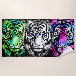 Realistische Tigerköpfe - Cooles Tiger Beach Handt Strandtuch