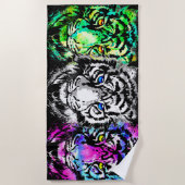 Realistische Tigerköpfe - Cooles Tiger Beach Handt Strandtuch (Vorderseite)