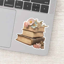 Realistische Vintage Bücher und Daisis wasserdicht Aufkleber