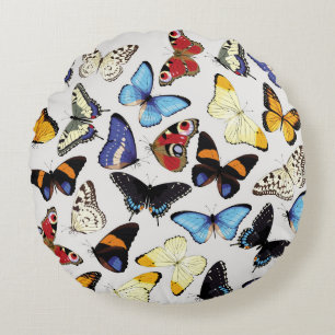 Realistische Vintage Schmetterlingssammlung. Rundes Kissen