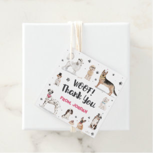 Realistische Watercolor Hunde Geburtstagsparty Dan Geschenkanhänger
