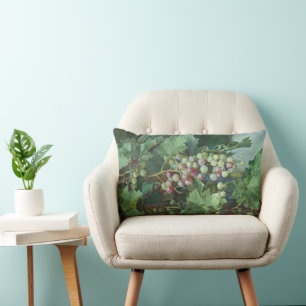 Realistische Weinrebe mit Blättern – Fine Art Lendenkissen