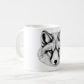 Realistischer arktischer Fox Head Black & White T  Kaffeetasse (Vorderseite Links)